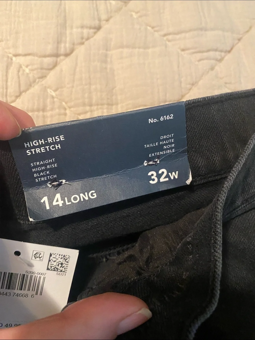 American Eagle Outfitters Black Straight-Leg Jeans high-rise stretch Long